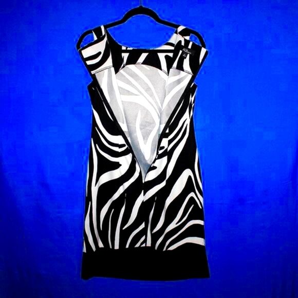 AGB Zebra Print Sleeveless Dress - Women's Size 6 - Black & White - Picture 4 of 6